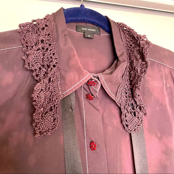 Marc Jacobs Purple Cotton Button Down Blouse - Picture 2 of 10